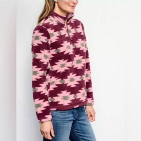 Orvis Sherpa Snow River 1/4‎ Zip Pullover sherpa Sangria Pink Size Large - Picture 11 of 12